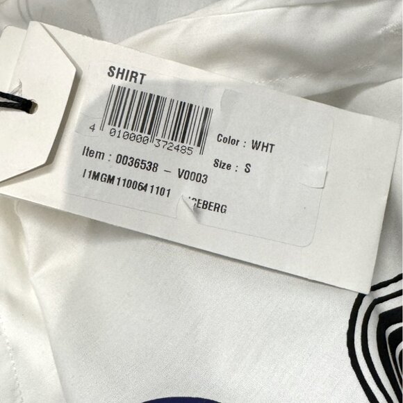 NWT Iceberg White Button Up Shirt With Abstract Print Size S - Picture 4 of 6